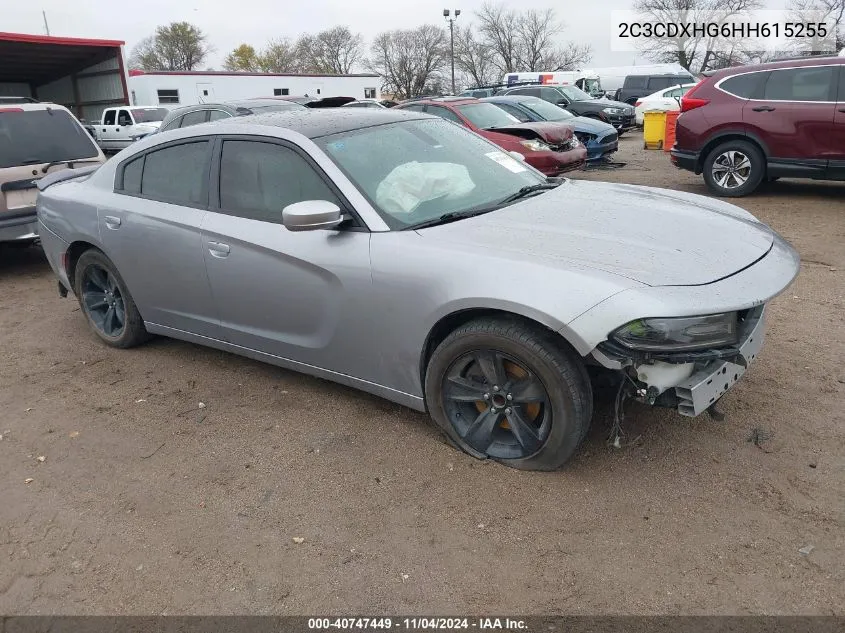 2017 Dodge Charger Sxt Rwd VIN: 2C3CDXHG6HH615255 Lot: 40747449