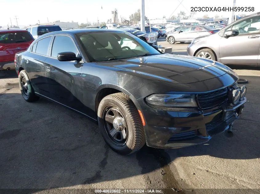 2017 Dodge Charger Police Rwd VIN: 2C3CDXAG4HH599258 Lot: 40823602