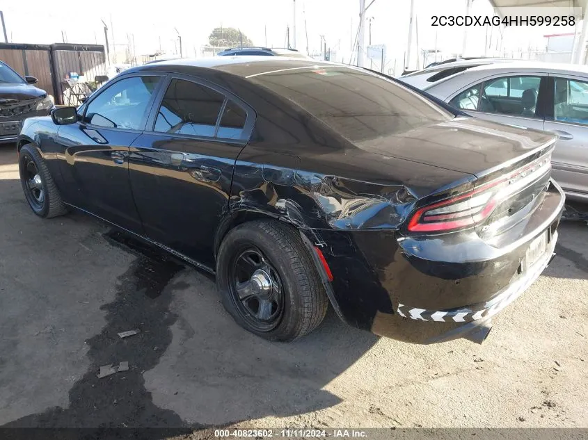 2017 Dodge Charger Police Rwd VIN: 2C3CDXAG4HH599258 Lot: 40823602