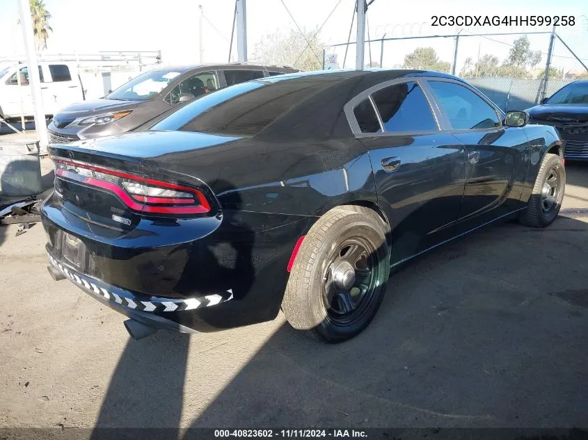 2017 Dodge Charger Police Rwd VIN: 2C3CDXAG4HH599258 Lot: 40823602