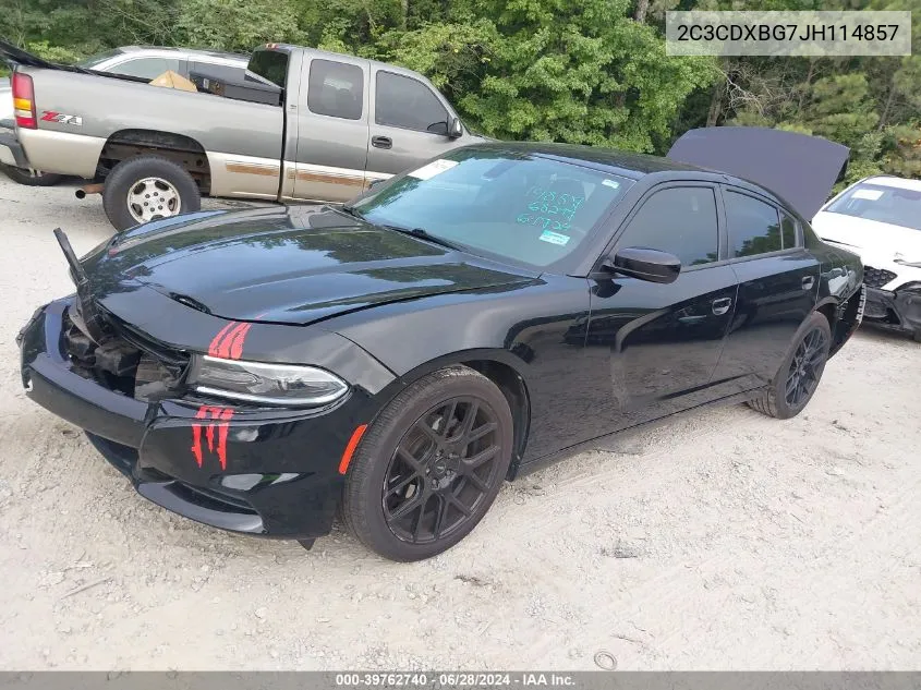 2018 Dodge Charger Sxt Rwd VIN: 2C3CDXBG7JH114857 Lot: 39762740