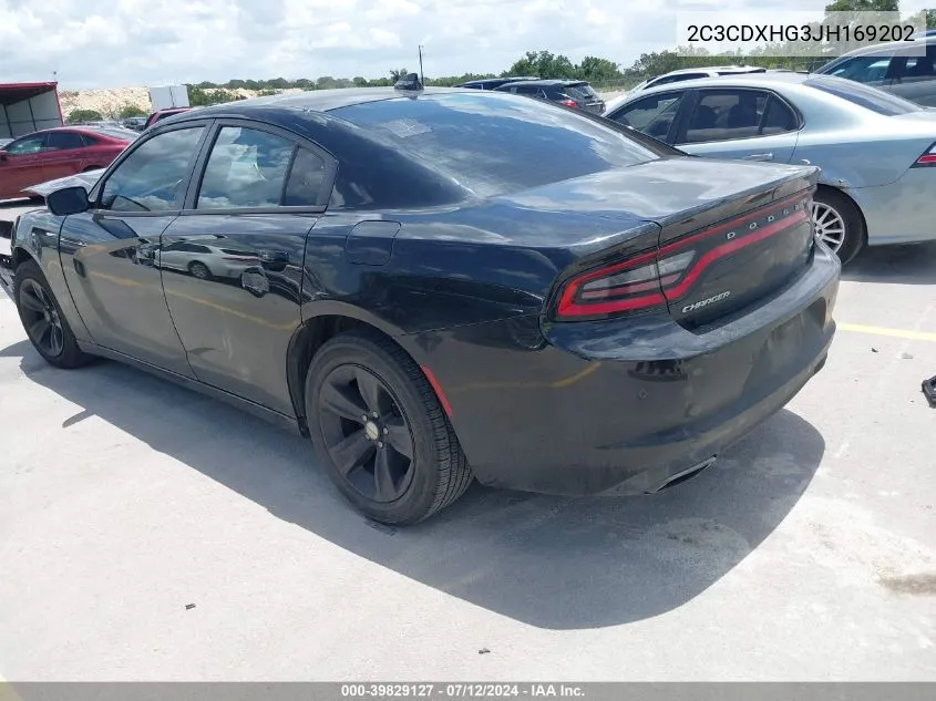 2018 Dodge Charger Sxt Plus Rwd VIN: 2C3CDXHG3JH169202 Lot: 39829127