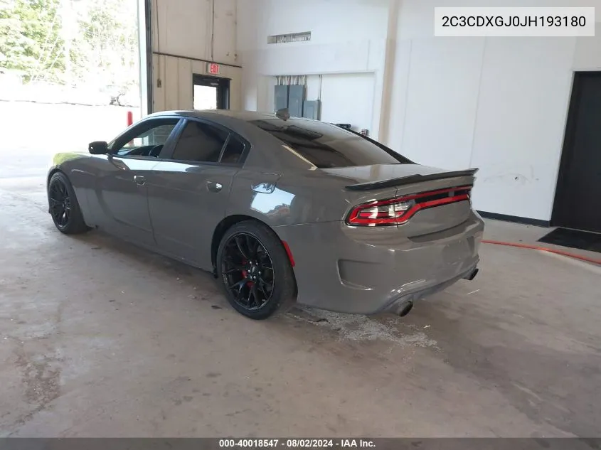 2018 Dodge Charger R/T Scat Pack VIN: 2C3CDXGJ0JH193180 Lot: 40018547