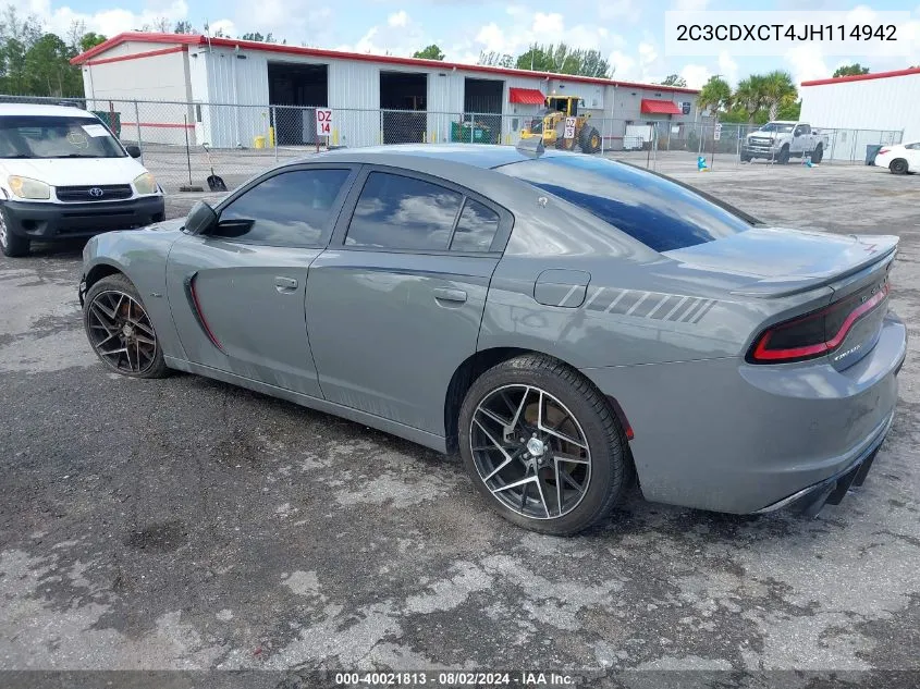 2018 Dodge Charger R/T Rwd VIN: 2C3CDXCT4JH114942 Lot: 40021813