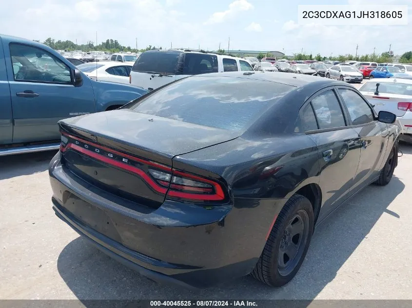 2018 Dodge Charger Police Rwd VIN: 2C3CDXAG1JH318605 Lot: 40045525