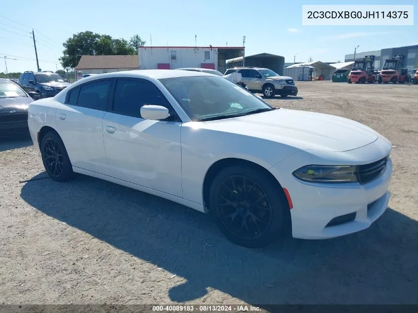 2018 Dodge Charger Sxt Rwd VIN: 2C3CDXBG0JH114375 Lot: 40089183