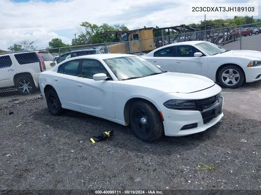 2018 Dodge Charger Police Rwd VIN: 2C3CDXAT3JH189103 Lot: 40095111