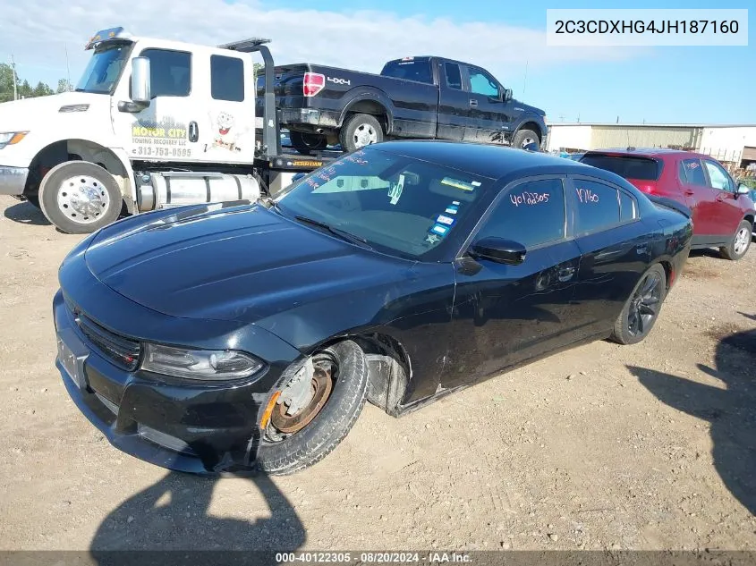 2018 Dodge Charger Sxt Plus VIN: 2C3CDXHG4JH187160 Lot: 40122305