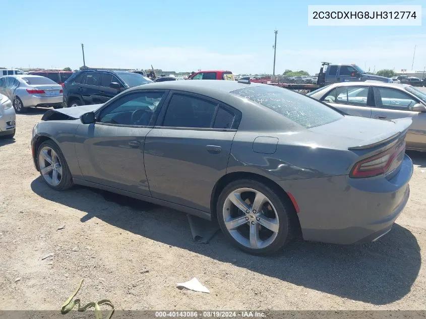 2018 Dodge Charger Sxt Plus Rwd VIN: 2C3CDXHG8JH312774 Lot: 40143086