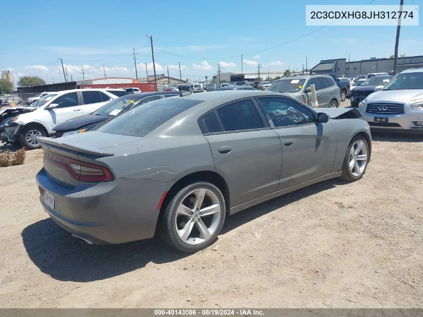 2018 Dodge Charger Sxt Plus Rwd VIN: 2C3CDXHG8JH312774 Lot: 40143086