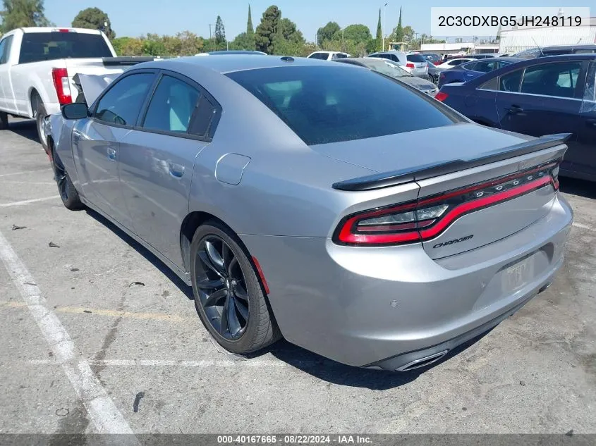 2018 Dodge Charger Sxt Rwd VIN: 2C3CDXBG5JH248119 Lot: 40167665