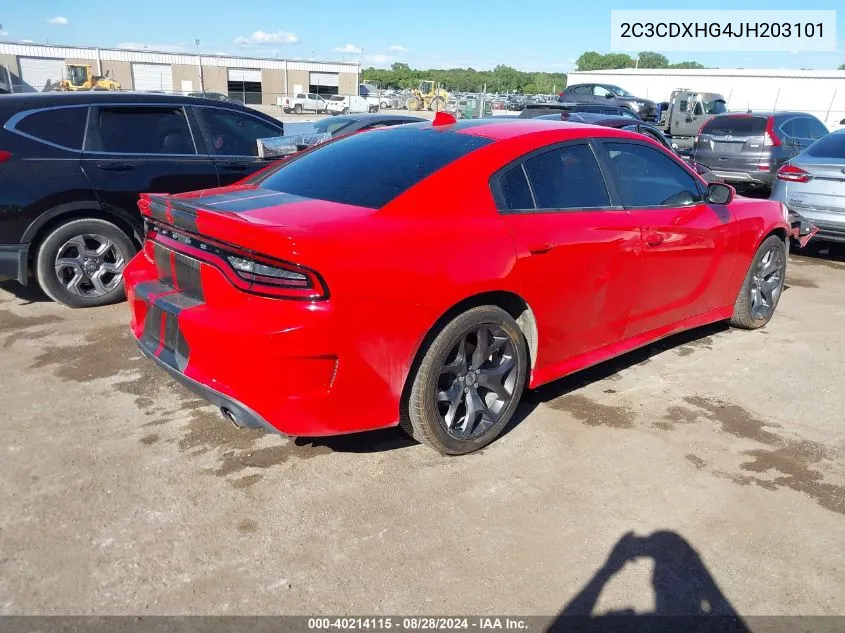 2018 Dodge Charger Sxt Plus Rwd VIN: 2C3CDXHG4JH203101 Lot: 40214115