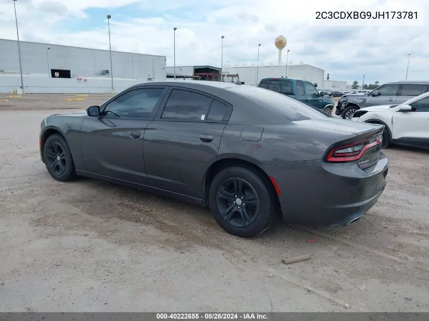 2018 Dodge Charger Sxt Rwd VIN: 2C3CDXBG9JH173781 Lot: 40222655