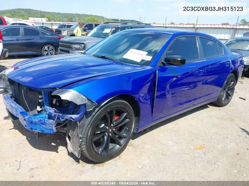 2018 Dodge Charger Sxt Rwd VIN: 2C3CDXBG3JH315123 Lot: 40255240