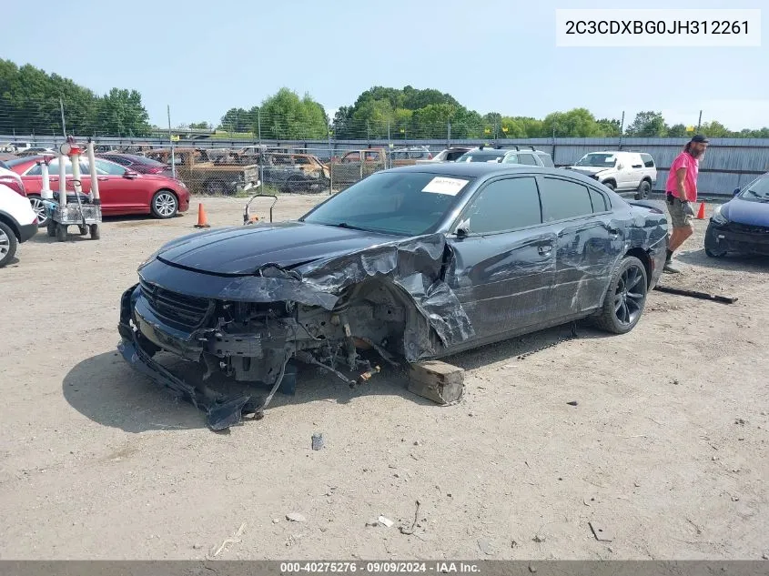 2018 Dodge Charger Sxt Rwd VIN: 2C3CDXBG0JH312261 Lot: 40275276