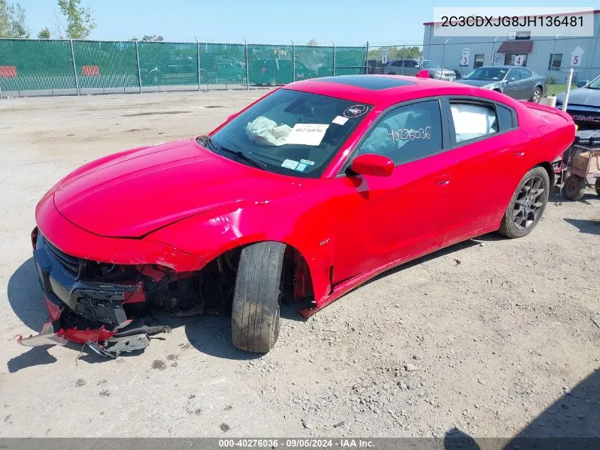 2018 Dodge Charger Gt VIN: 2C3CDXJG8JH136481 Lot: 40276036