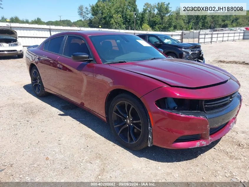 2018 Dodge Charger Sxt Rwd VIN: 2C3CDXBG2JH188008 Lot: 40280087