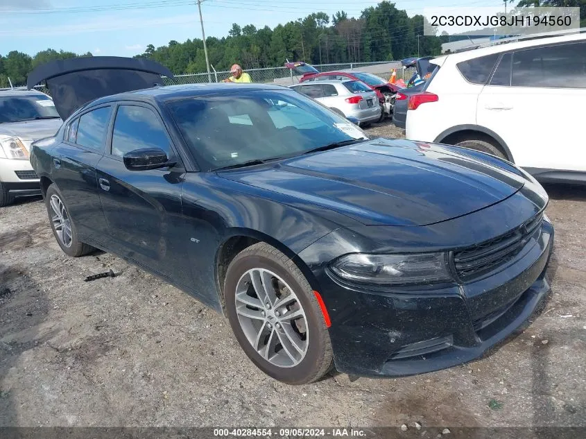 2018 Dodge Charger Gt Awd VIN: 2C3CDXJG8JH194560 Lot: 40284554