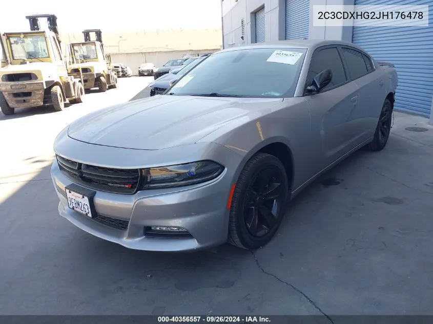 2018 Dodge Charger Sxt Plus VIN: 2C3CDXHG2JH176478 Lot: 40356557