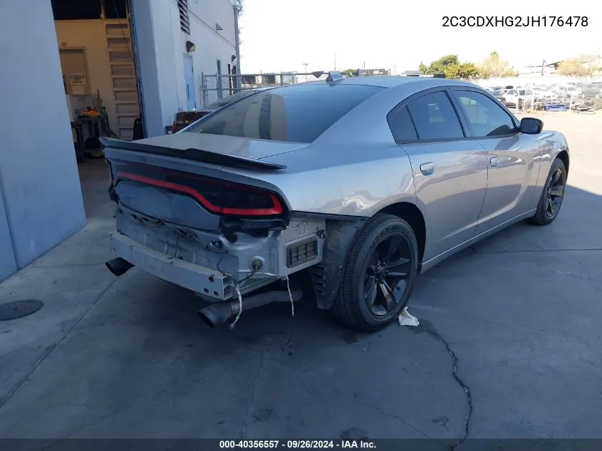 2018 Dodge Charger Sxt Plus VIN: 2C3CDXHG2JH176478 Lot: 40356557