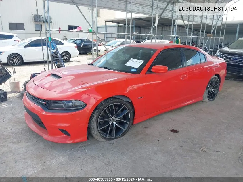 2018 Dodge Charger R/T Rwd VIN: 2C3CDXCT8JH319194 Lot: 40383965