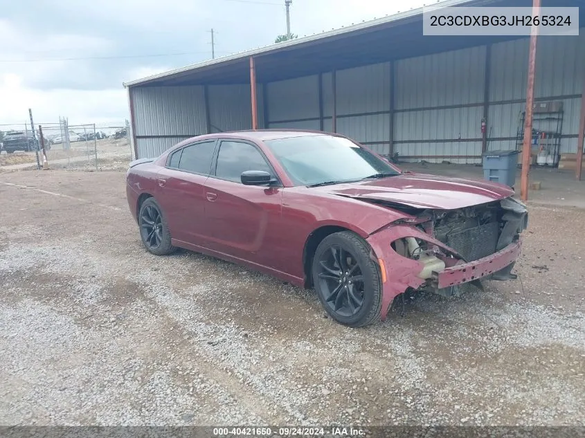 2018 Dodge Charger Sxt Rwd VIN: 2C3CDXBG3JH265324 Lot: 40421650