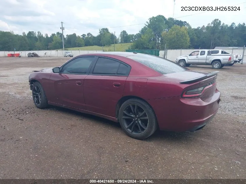 2018 Dodge Charger Sxt Rwd VIN: 2C3CDXBG3JH265324 Lot: 40421650