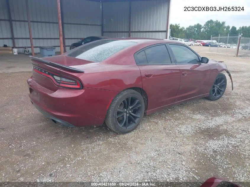 2018 Dodge Charger Sxt Rwd VIN: 2C3CDXBG3JH265324 Lot: 40421650