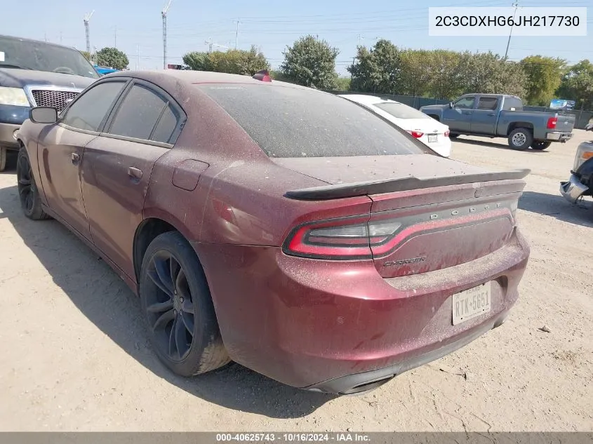 2018 Dodge Charger Sxt Plus Rwd VIN: 2C3CDXHG6JH217730 Lot: 40625743