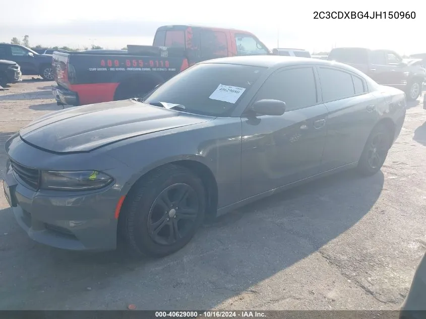 2018 Dodge Charger Sxt Rwd VIN: 2C3CDXBG4JH150960 Lot: 40629080