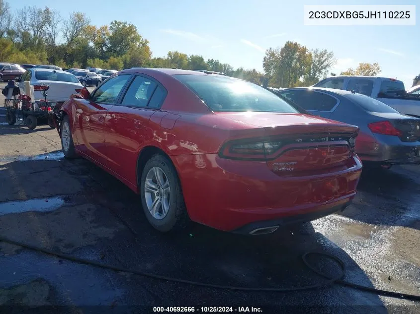 2018 Dodge Charger Sxt Rwd VIN: 2C3CDXBG5JH110225 Lot: 40692666