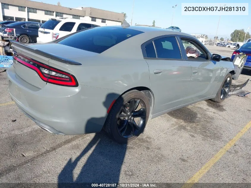 2018 Dodge Charger Sxt Plus Rwd VIN: 2C3CDXHG7JH281310 Lot: 40728187