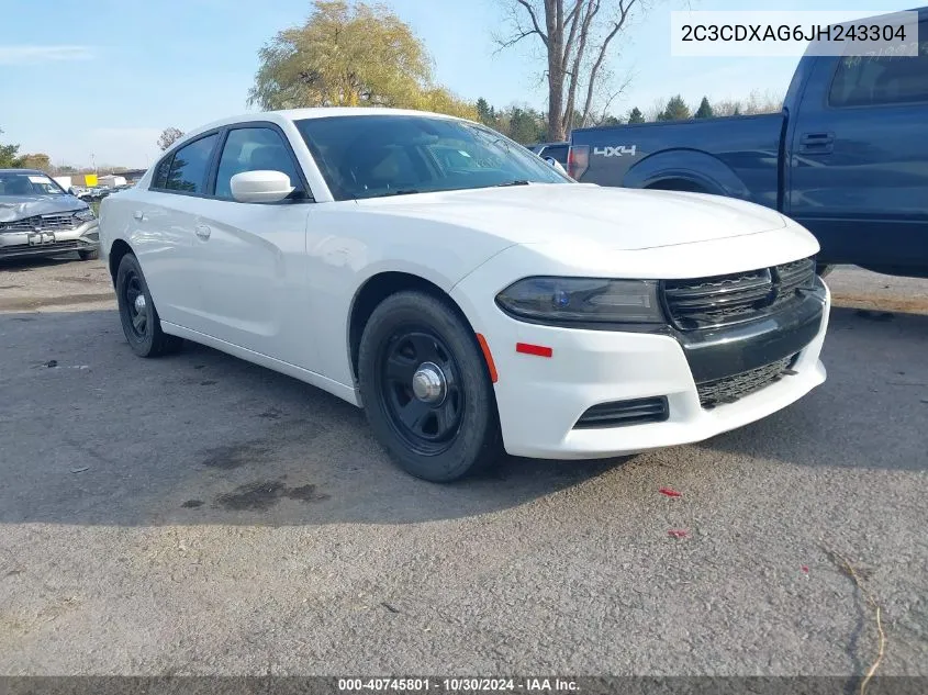 2018 Dodge Charger Police Rwd VIN: 2C3CDXAG6JH243304 Lot: 40745801