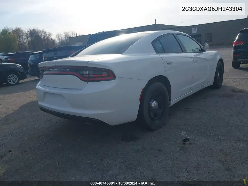 2018 Dodge Charger Police Rwd VIN: 2C3CDXAG6JH243304 Lot: 40745801