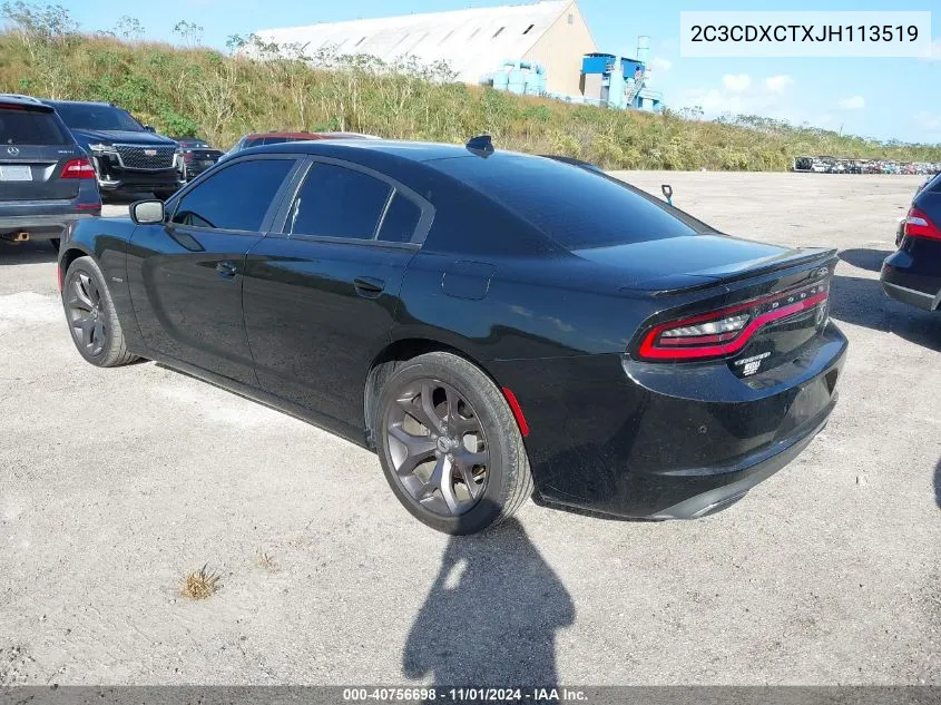 2018 Dodge Charger R/T Rwd VIN: 2C3CDXCTXJH113519 Lot: 40756698