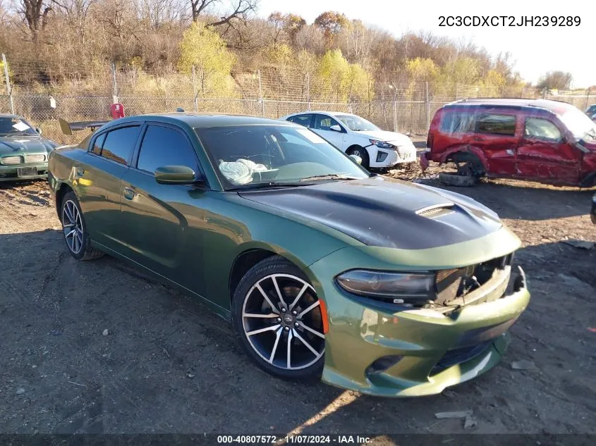 2018 Dodge Charger R/T Rwd VIN: 2C3CDXCT2JH239289 Lot: 40807572