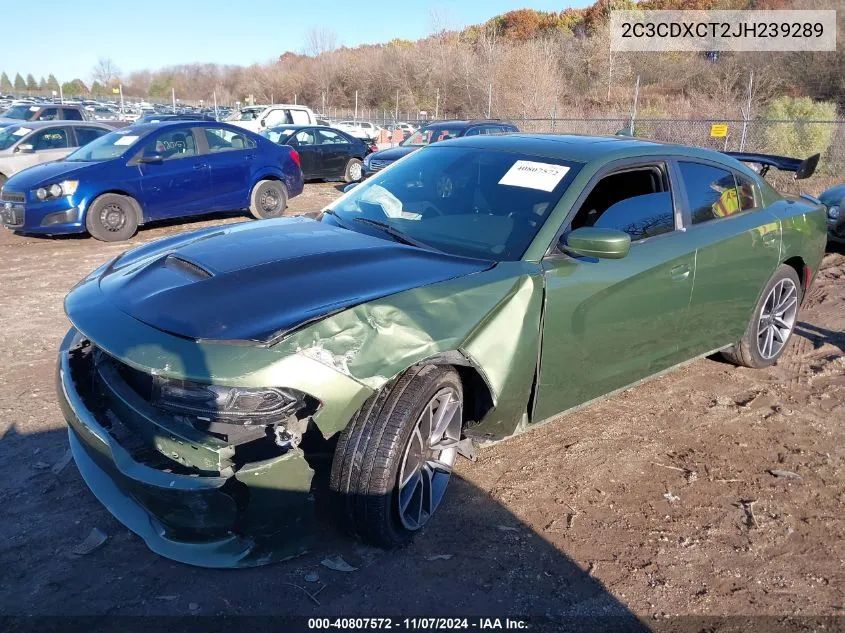 2018 Dodge Charger R/T Rwd VIN: 2C3CDXCT2JH239289 Lot: 40807572