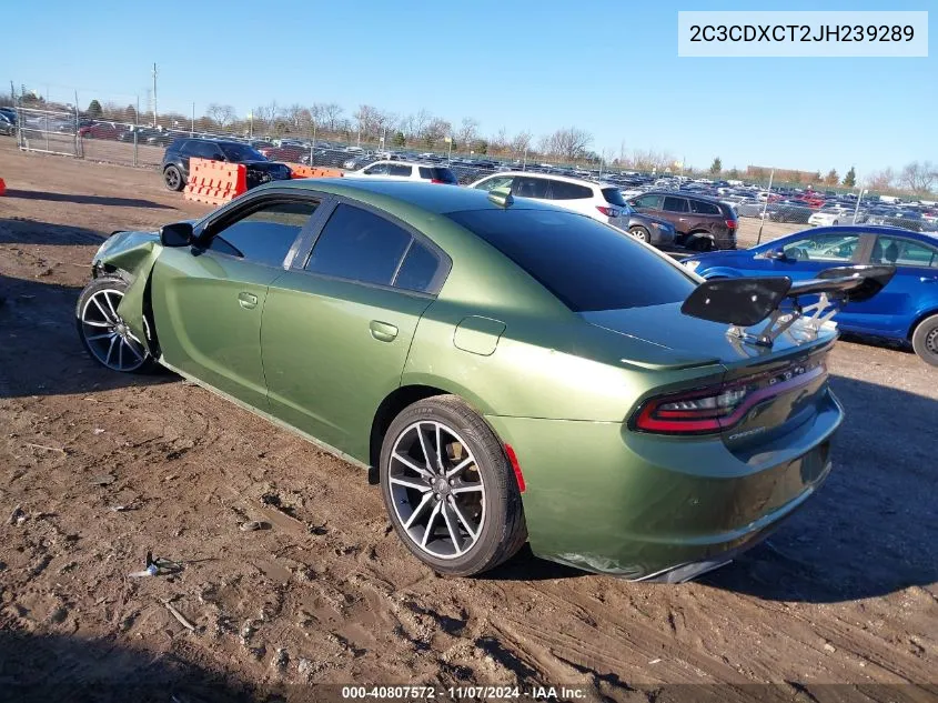 2018 Dodge Charger R/T Rwd VIN: 2C3CDXCT2JH239289 Lot: 40807572