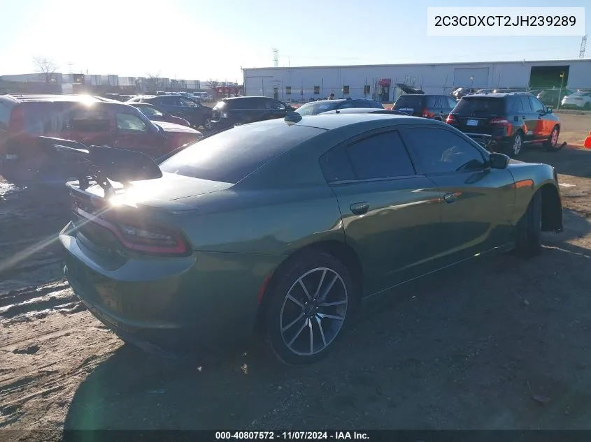 2018 Dodge Charger R/T Rwd VIN: 2C3CDXCT2JH239289 Lot: 40807572