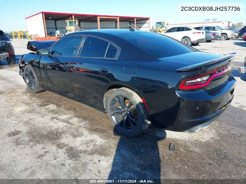 2018 Dodge Charger Sxt VIN: 2C3CDXBG8JH257736 Lot: 40814081