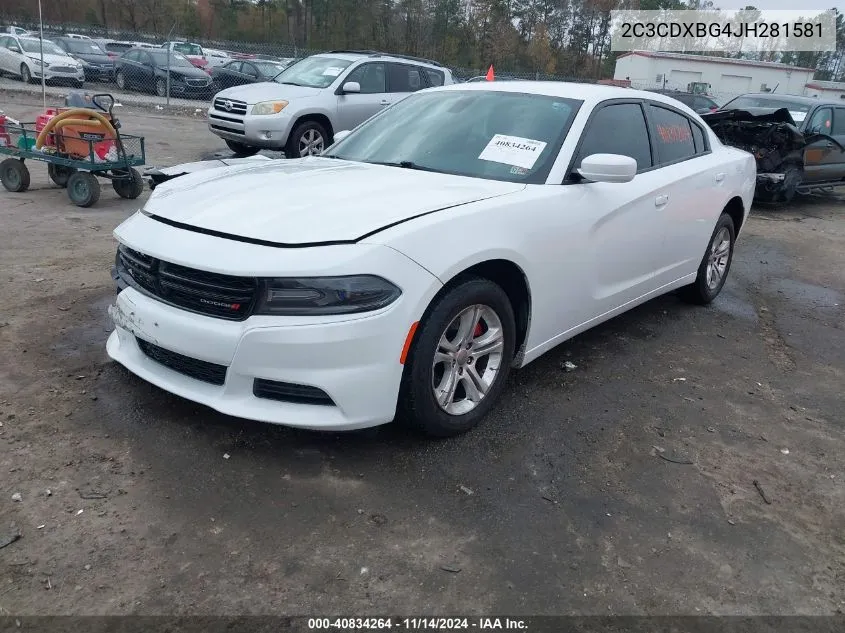 2018 Dodge Charger Sxt Rwd VIN: 2C3CDXBG4JH281581 Lot: 40834264