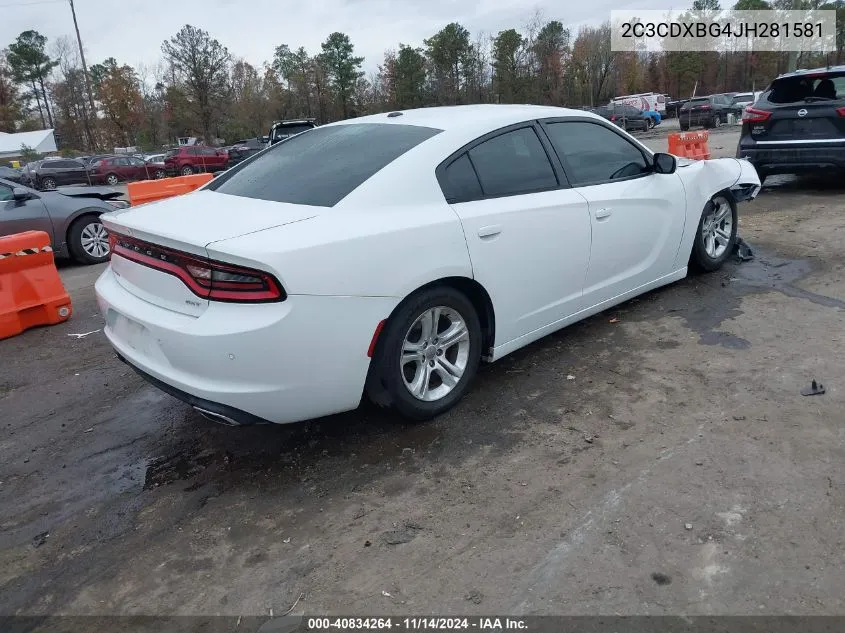 2018 Dodge Charger Sxt Rwd VIN: 2C3CDXBG4JH281581 Lot: 40834264