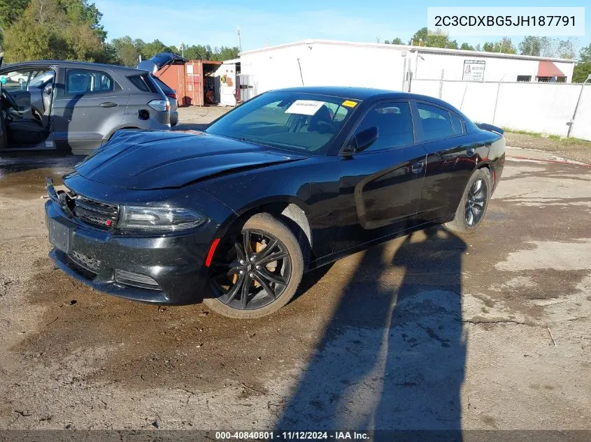 2018 Dodge Charger Sxt Rwd VIN: 2C3CDXBG5JH187791 Lot: 40840801