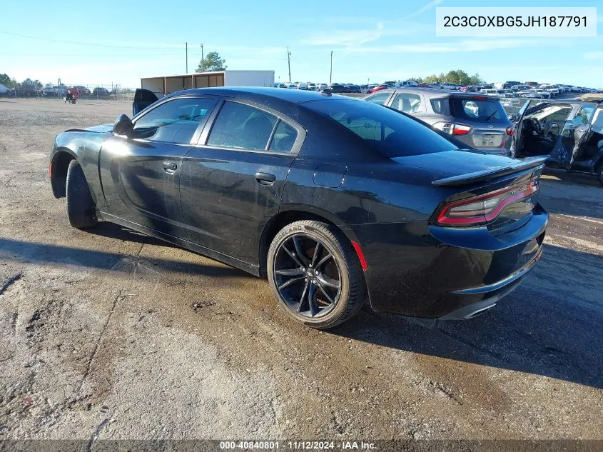 2018 Dodge Charger Sxt Rwd VIN: 2C3CDXBG5JH187791 Lot: 40840801