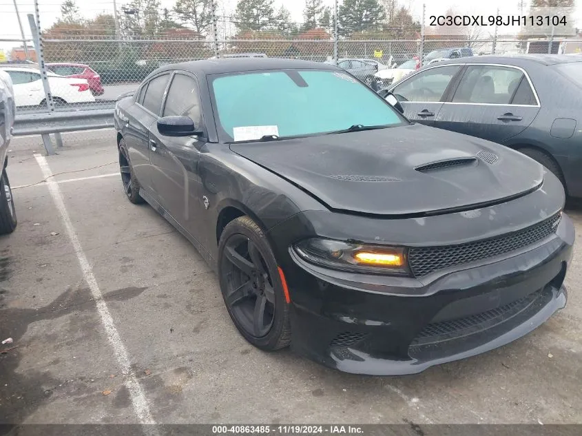 2018 Dodge Charger Srt Hellcat Rwd VIN: 2C3CDXL98JH113104 Lot: 40863485