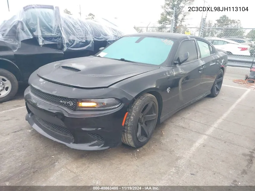 2018 Dodge Charger Srt Hellcat Rwd VIN: 2C3CDXL98JH113104 Lot: 40863485