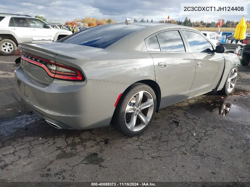 2018 Dodge Charger R/T Rwd VIN: 2C3CDXCT1JH124408 Lot: 40888373