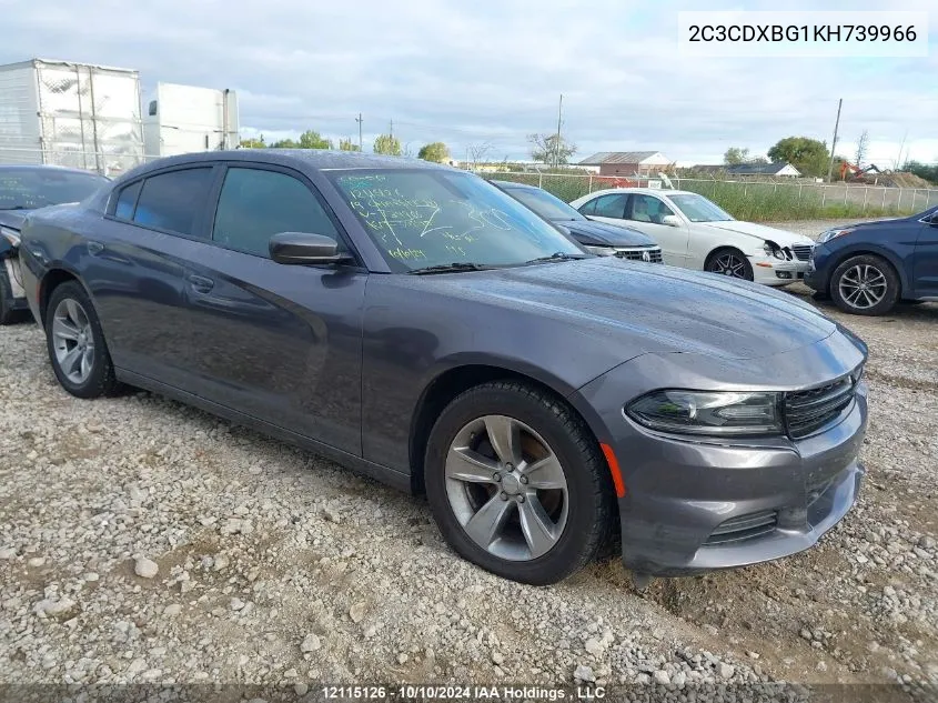 2019 Dodge Charger Sxt VIN: 2C3CDXBG1KH739966 Lot: 12115126