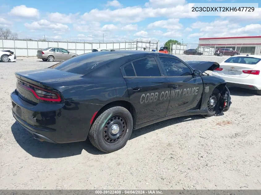 2019 Dodge Charger Police Awd VIN: 2C3CDXKT2KH647729 Lot: 39122408