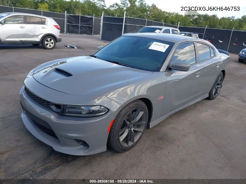 2019 Dodge Charger Scat Pack Rwd VIN: 2C3CDXGJ6KH646753 Lot: 39306158